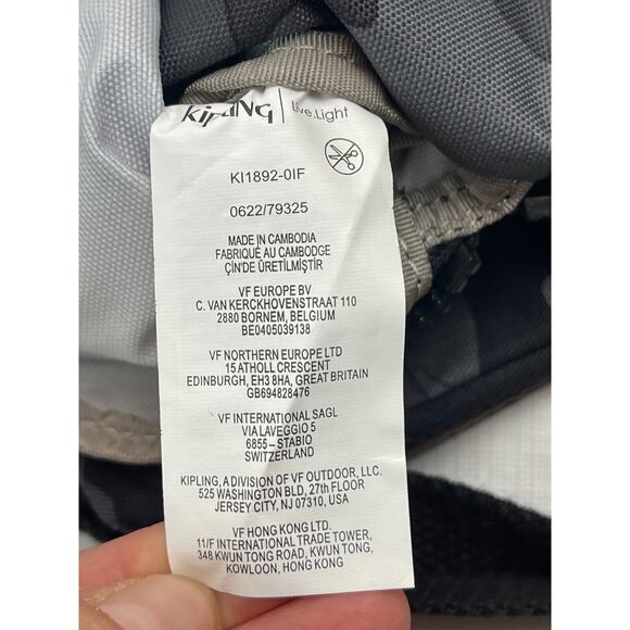 Kipling Camo Fog Eldorado Gray Black Crossbody Travel Bag - Picture 12 of 13